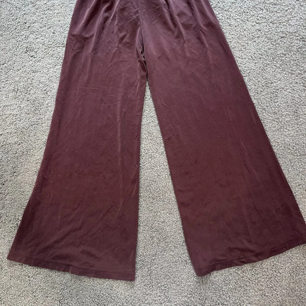 FABLETICS Criss Washed Tie Front Tricot Wide Leg Pants Burgundy - EUC - Size S - Picture 5 of 8